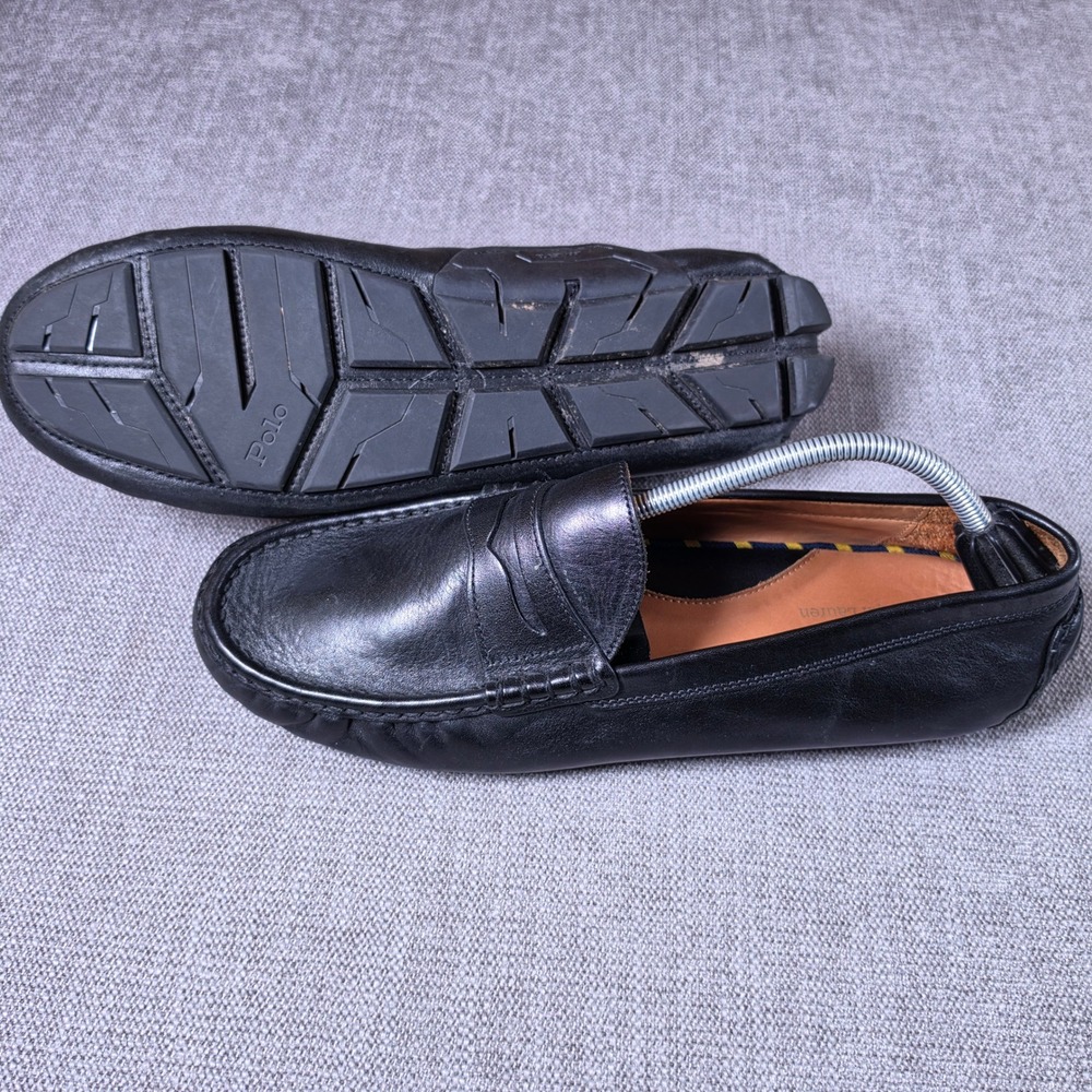 Polo Ralph Lauren Anders Penny Mens 13 Black Leather Driving Loafers 17953